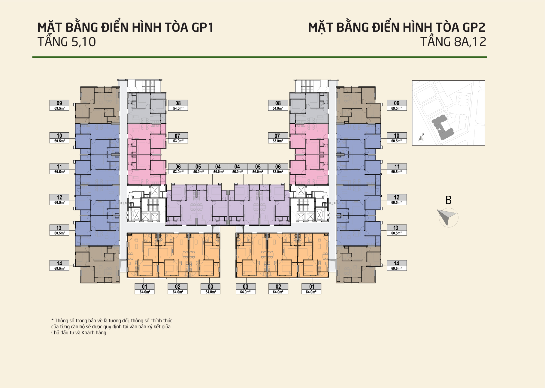 Mặt bằng điển hình tòa GP1 GP2 Lạng Sơn Green Park tầng 16-18